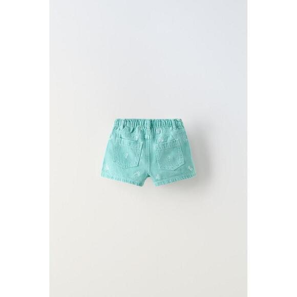 EMBROIDERED FLORAL TWILL SHORTS - Picture 3 of 3